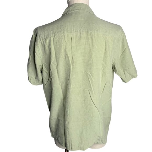 Quiksilver Button Up Camp Shirt S Green Checkered Short Sleeve Pocket Collar - Picture 4 of 6